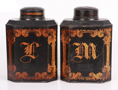 Two Large 19th Century Tole Tea Canisters