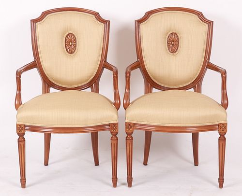 A Pair of Louis XVI Style Fauteuil Chairs