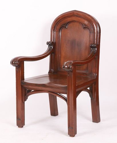 A Gothic Style Mahogany Armchair