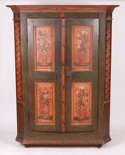 An 18th Century Continental Paint Decorated Cupboard