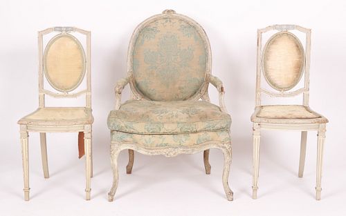 Three Continental Painted Chairs