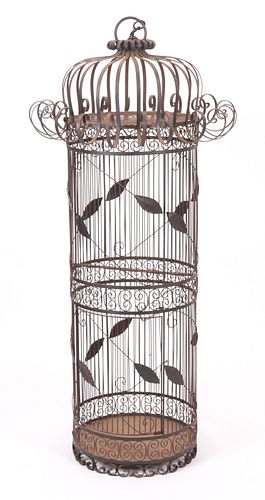 A Large Wrought Iron Parrot Cage
