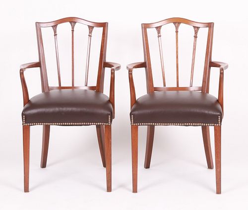 A Pair of Mahogany Hepplewhite Style Armchairs