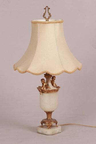 A Gilt Bronze and Alabaster Lamp