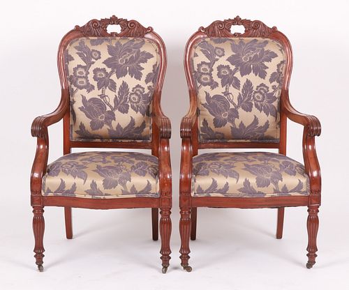A Pair of Victorian Mahogany Armchairs