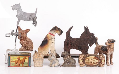 A Group of Metal Terrier Collectibles