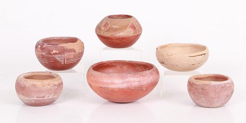 Six Native American Pottery Bowls