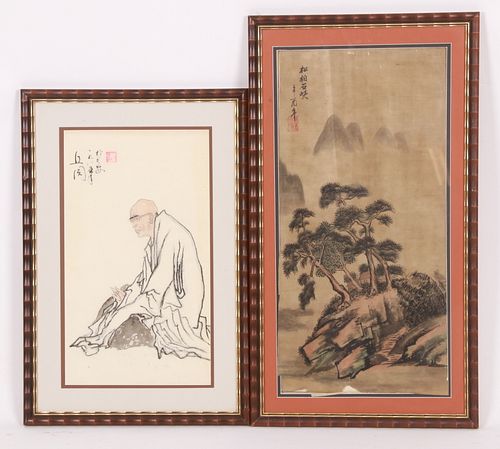 Two Asian Paintings, Scholar, Landscape