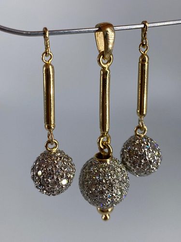 14kt Dual Tone Diamond Bead Jewelry Set