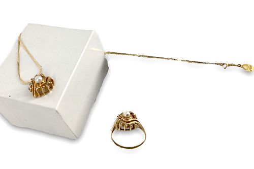 Gold, Pearl & Diamond Jewelry Set