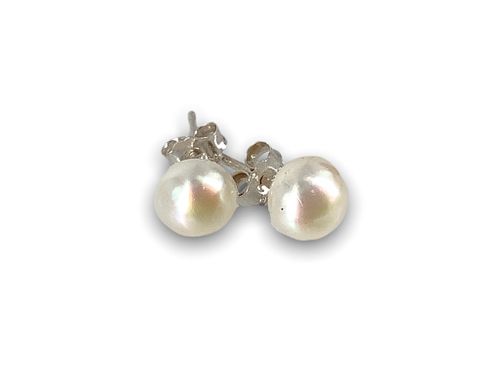 Pair Sterling and Pearl Earrings
