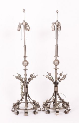 A Pair of Steel Modernist Lamps