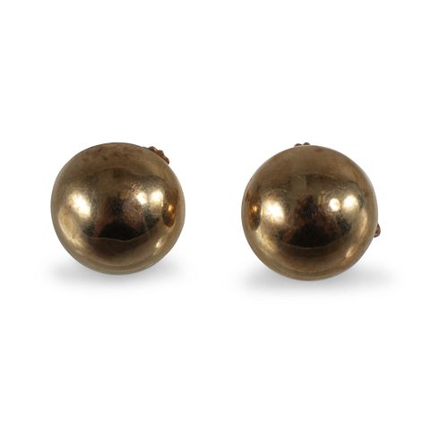 Pair of Gold Button Earrings