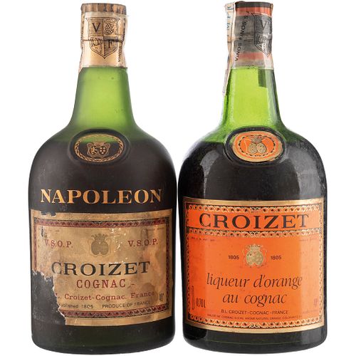 Croizet. Liqueur D'Orange y Napoleón V.S.O.P. Cognac. France. Total de Piezas: 2.