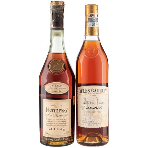 Cognac. a) Hennessy. V.S.O.P. b) Jules Gautret. Selection Du Domaine. Total de piezas: 2.