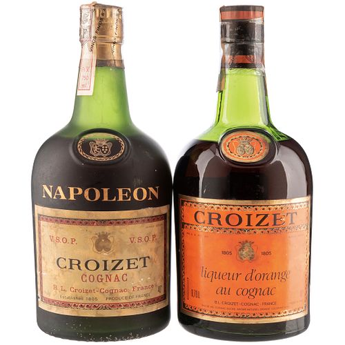 Croizet. Liqueur D'Orange y V.S.O.P. Cognac. France. Total de piezas: 2.