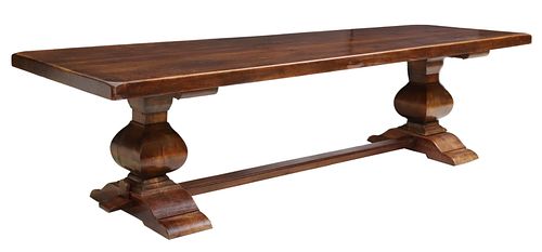 LARGE FRENCH WALNUT MONASTERY TABLE, 116.5"L