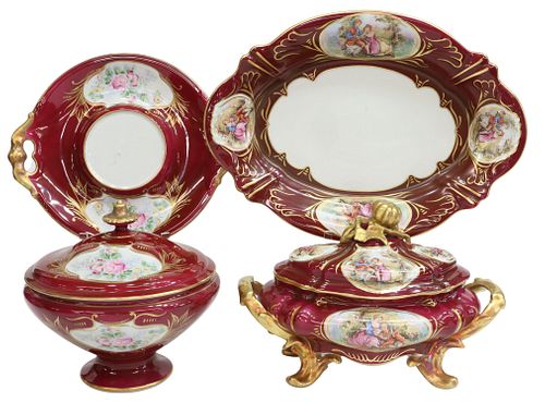 (4) FRENCH LIMOGES HAND-PAINTED PORCELAIN TUREENS
