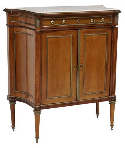 FRENCH LOUIS XVI STYLE MARBLE-TOP MAHOGANY SERVER