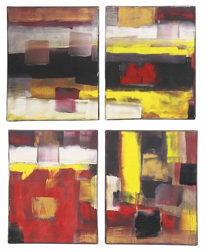 (4) PETER KRAJCOVIC ABSTRACT POLYPTYCH PAINTING