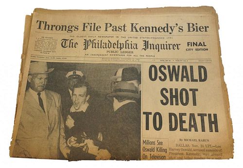 "Oswald Shot To Death" Vintage Newspaper