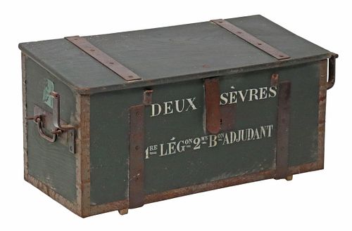 FRENCH MILITARY IRON-MOUNTED TRUNK/ STORAGE CHEST