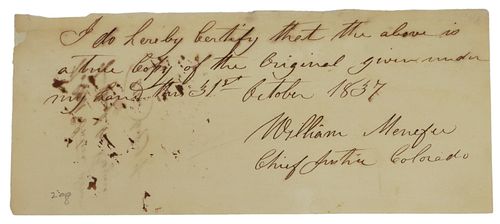 WILLIAM MENEFEE SIGNER OF 1836 TEXAS INDEPENDENCE