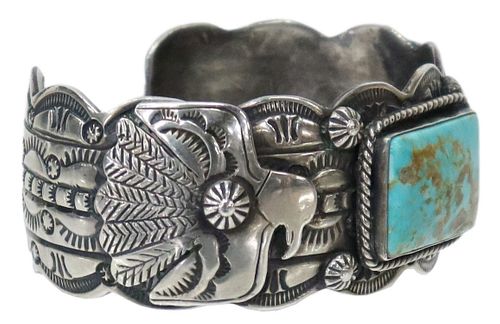 MARCELLA JAMES NAVAJO STERLING & TURQUOISE CUFF