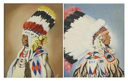 (2) H.A. FOX (D.2020) INDIAN CHIEF PAINTINGS, 1946