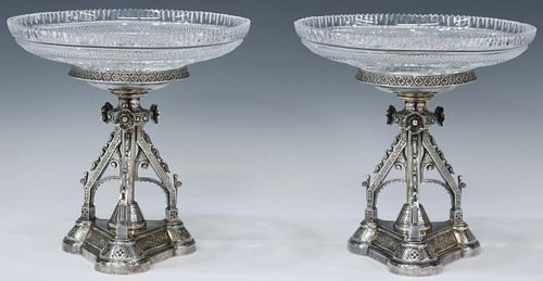 (2) ENGLISH HORACE WOODWARD SILVERPLATE COMPOTES