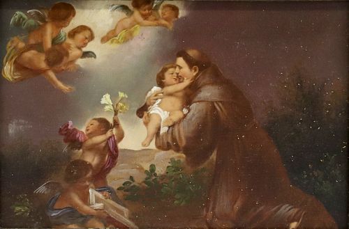 AFTER MURILLO OIL ON PANEL PAINTING, ST. ANTHONY