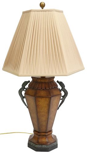 MAITLAND-SMITH BRONZE DRAGON HANDLE TABLE LAMP