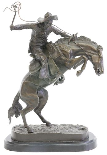 AFTER FREDERIC REMINGTON BRONZE BRONCO BUSTER