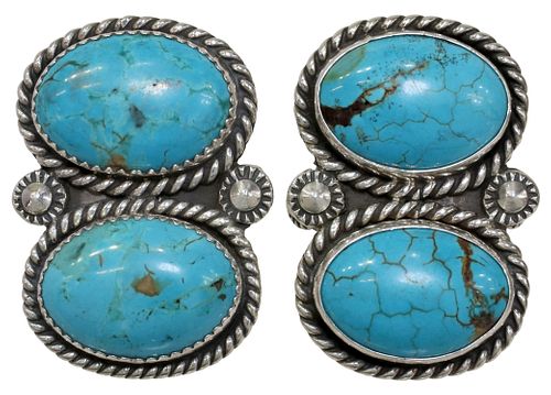 (2) NATIVE AMERICAN STERLING & TURQUOISE RINGS, TN