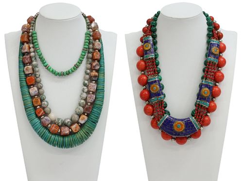 (7) ESTATE GEMSTONE & OTHER BEADED NECKLACES