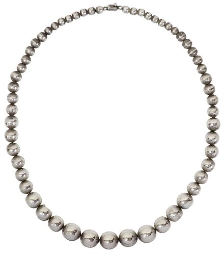 TAXCO MEXICO STERLING SILVER BEADED NECKLACE