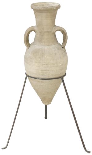 LARGE ANTIQUE EARTHENWARE AMPHORA ON STAND