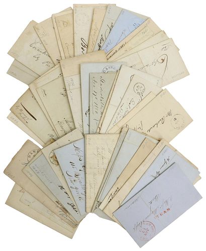 (50) US STAMPLESS COVERS, MANY ORIGINAL LETTERS