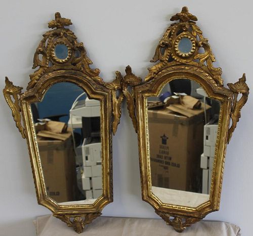Pair of Antique Giltwood Italian Mirrors.