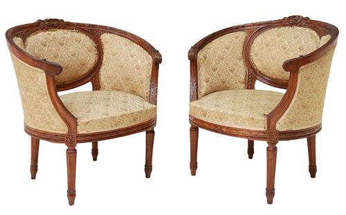 (2) FRENCH LOUIS XVI STYLE UPHOLSTERED BERGERES