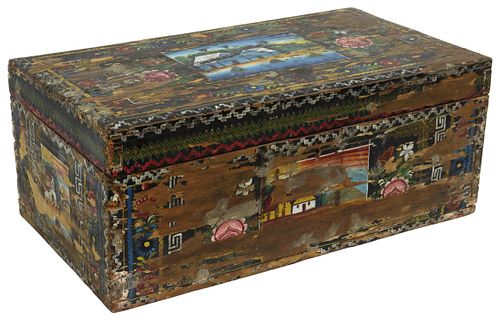 OLINALA, MEXICO LACQUERED WOOD CHEST/ TRUNK