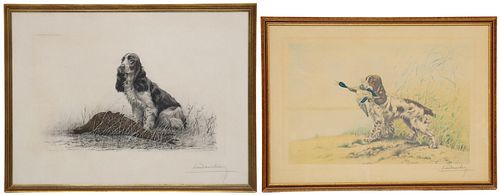 (2) LEON DANCHIN (1887-1938) HUNTING DOG ETCHINGS