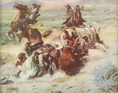 AFTER C.M. RUSSEL WESTERN PRINT ON PAPER