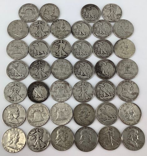 Forty U.S. Silver Half Dollar Coins