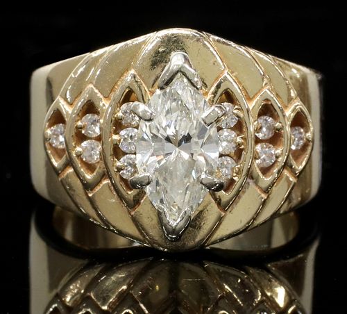 ESTATE 14KT GOLD & 1.06CTS MARQUISE DIAMOND RING