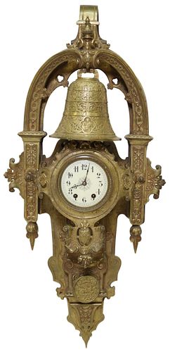 FRENCH GOTHIC REVIVAL BRONZE EXTERNAL BELL CLOCK