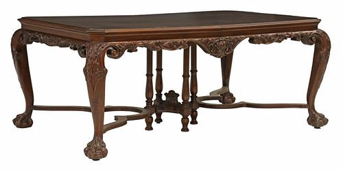 GEORGIAN STYLE CARVED WALNUT EXTENSION TABLE