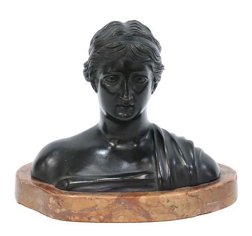 NEOCLASSICAL PATINATED BRONZE BUST OF SAPPHO