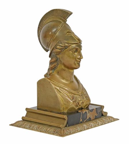 NEOCLASSICAL BRONZE BUST OF HELMETED ATHENA