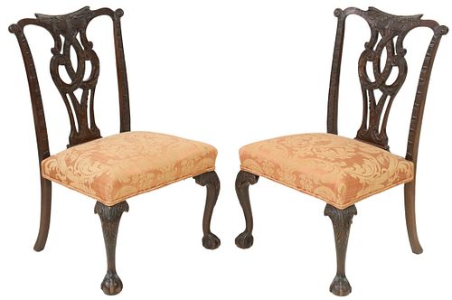 (2) CHIPPENDALE STYLE MAHOGANY SIDE CHAIRS